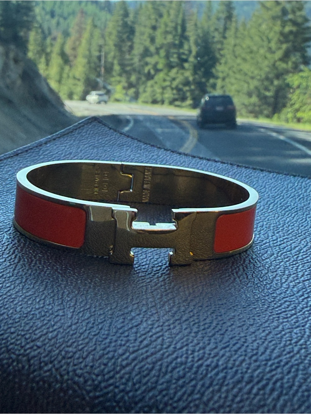 Hermes Clic H Bracelet Orange Enamel Cuff Bracelet